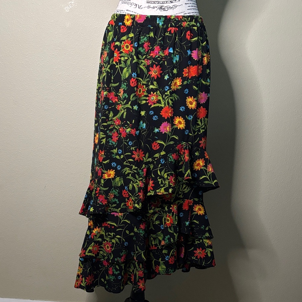 Linea by Louis Dell'Olio Floral Black Maxi Skirt